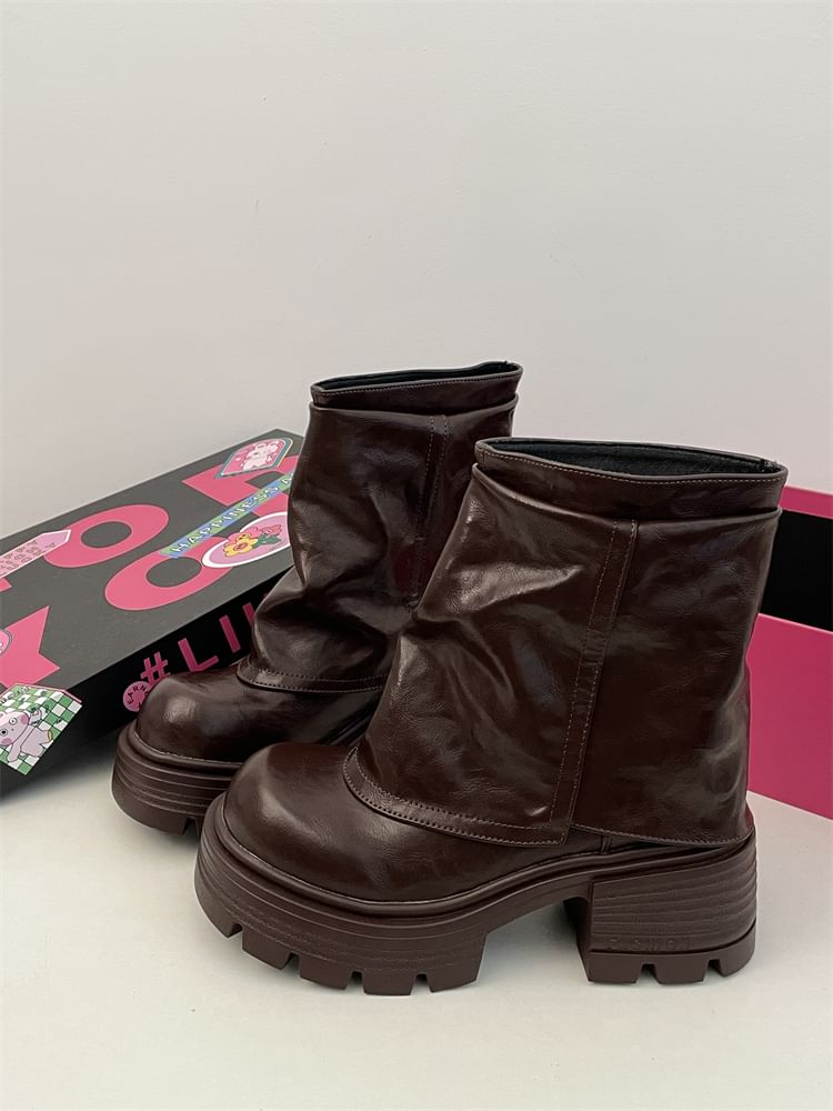 Platform Chunky Heel Short Boots