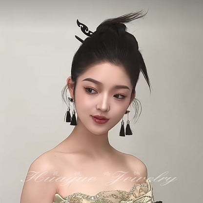 Rhinestone Tassel Drop Earring / Hair Stick / Set