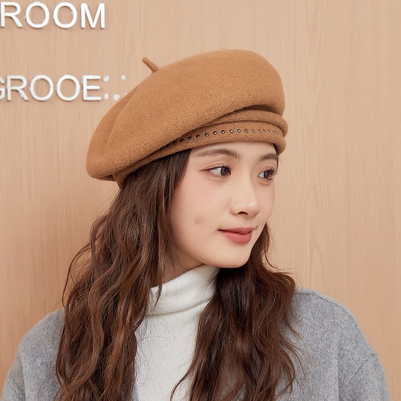 Studded Beret Hat