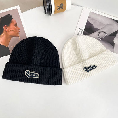 Lettering Applique Knit Beanie