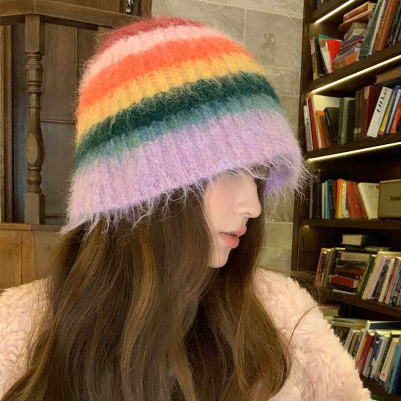 Striped Knit Bucket Hat
