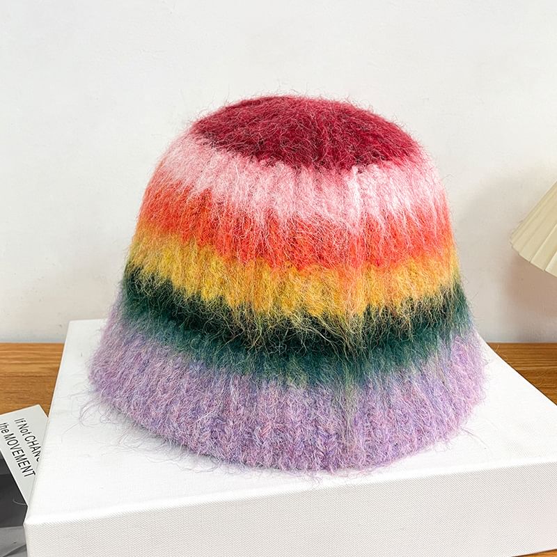 Striped Knit Bucket Hat