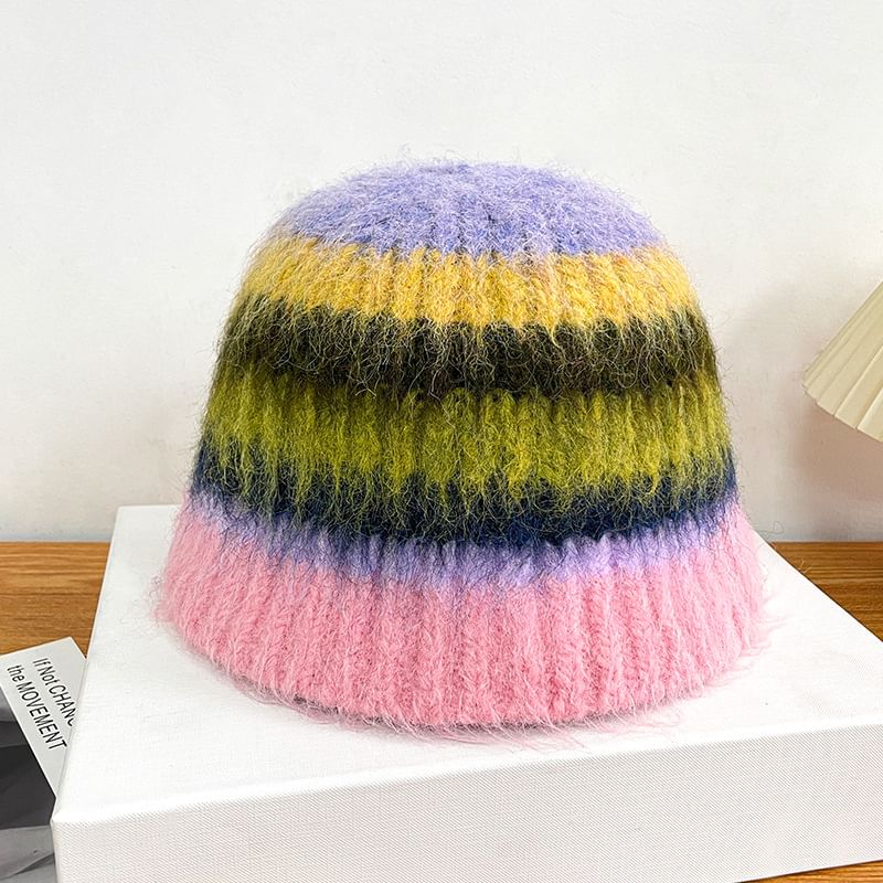 Striped Knit Bucket Hat