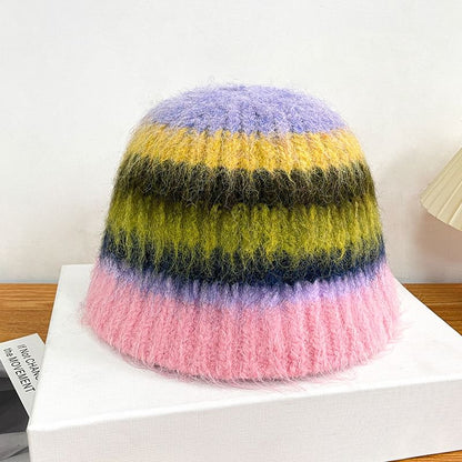 Striped Knit Bucket Hat