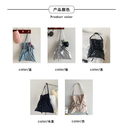 Plain Bow Drawstring Shopper Bag