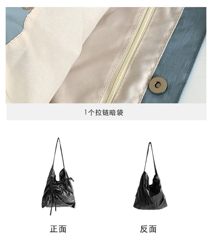 Plain Bow Drawstring Shopper Bag