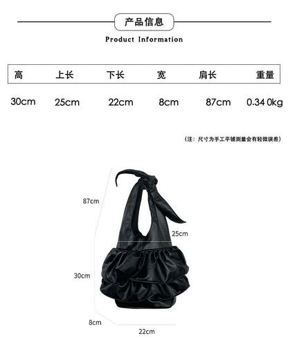 Ruffle Faux Leather Tote Bag