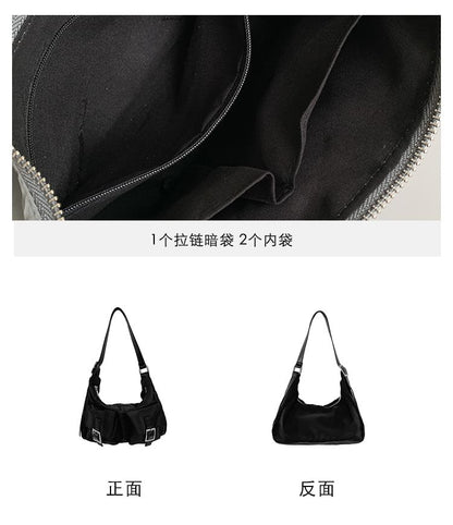 Multi-Pocket Buckled Shoulder Bag