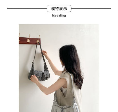 Multi-Pocket Buckled Shoulder Bag