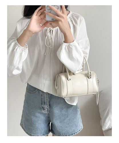 Faux Leather Boston Bag