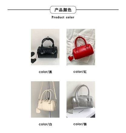 Faux Leather Boston Bag