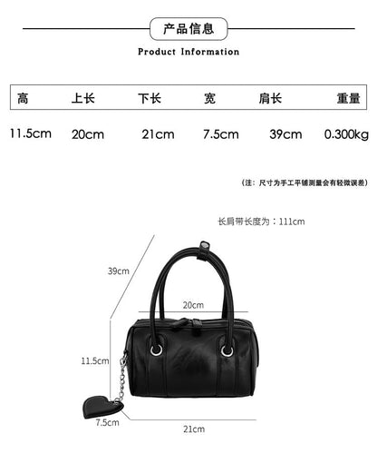 Faux Leather Boston Bag