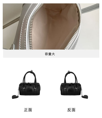 Faux Leather Boston Bag