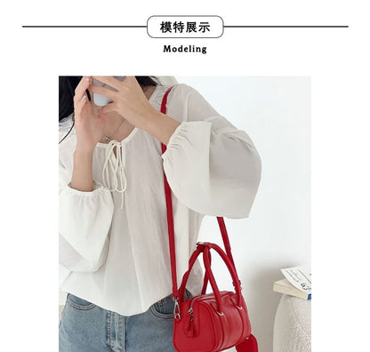 Faux Leather Boston Bag