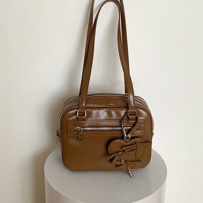 Multi-Pocket Faux Leather Tote Bag