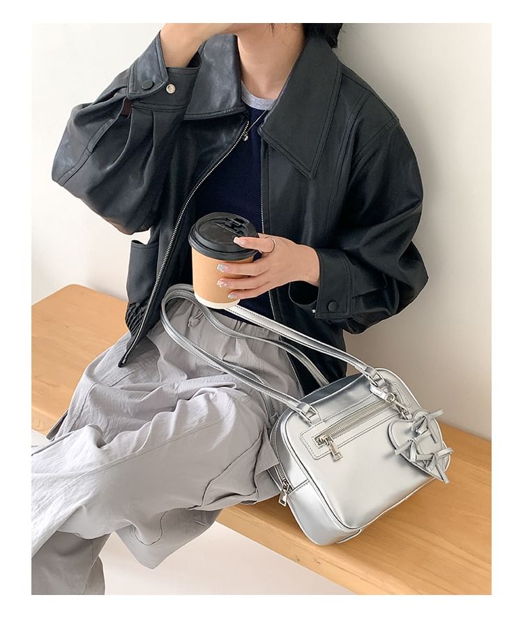 Multi-Pocket Faux Leather Tote Bag