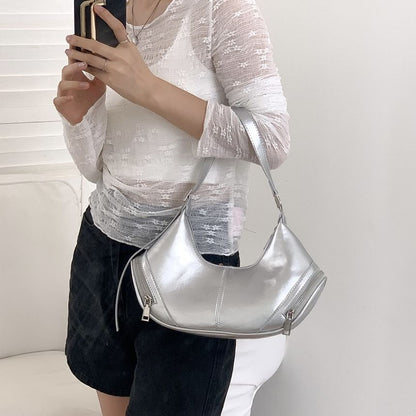 Multi-Pocket Denim Shoulder Bag