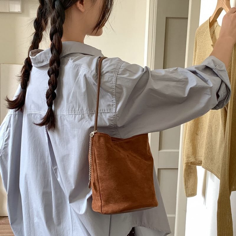Faux Suede Bucket Bag