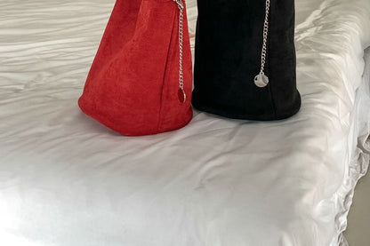 Faux Suede Bucket Bag