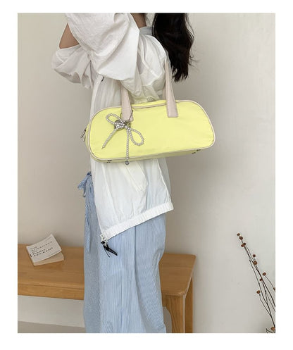 Plain Contrast Trim Tote Bag