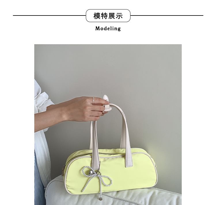 Plain Contrast Trim Tote Bag