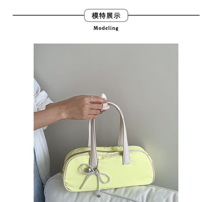 Plain Contrast Trim Tote Bag