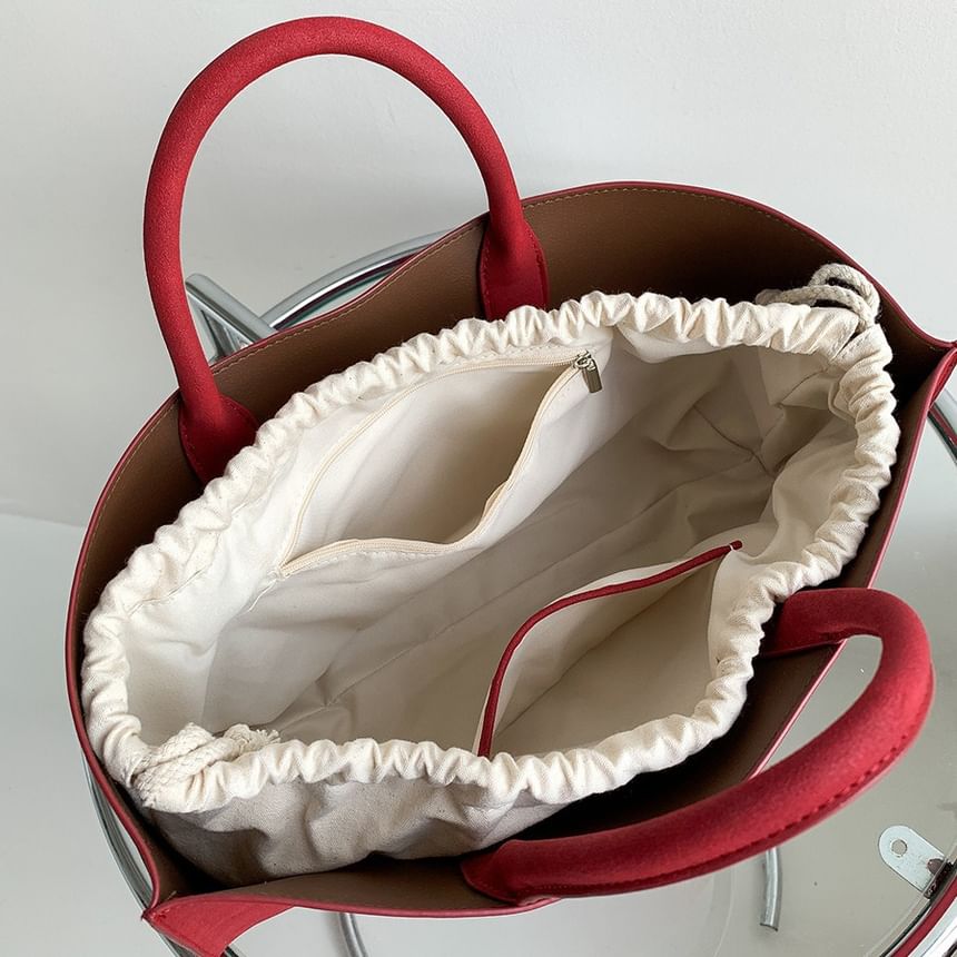 Faux Suede Tote Bag