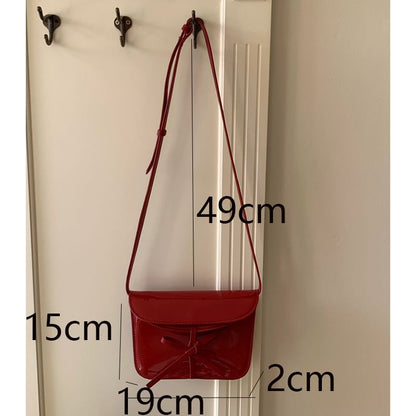 Bow Faux Leather Flap Crossbody Bag