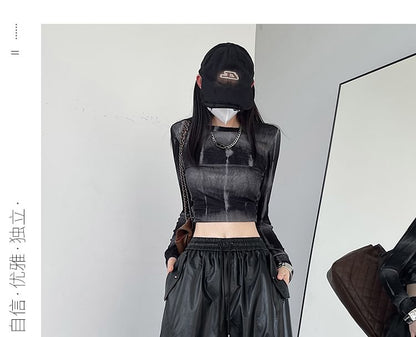 Drawstring Waist Plain Faux Leather Baggy Cargo Pants