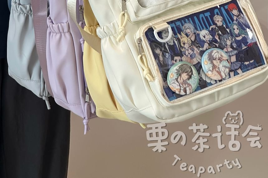 Plain Transparent Panel Crossbody Tote Bag