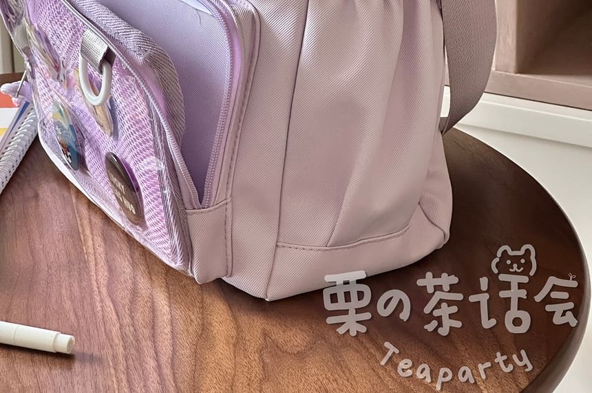 Plain Transparent Panel Crossbody Tote Bag