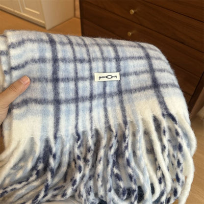 Plaid Fringed Trim Scarf