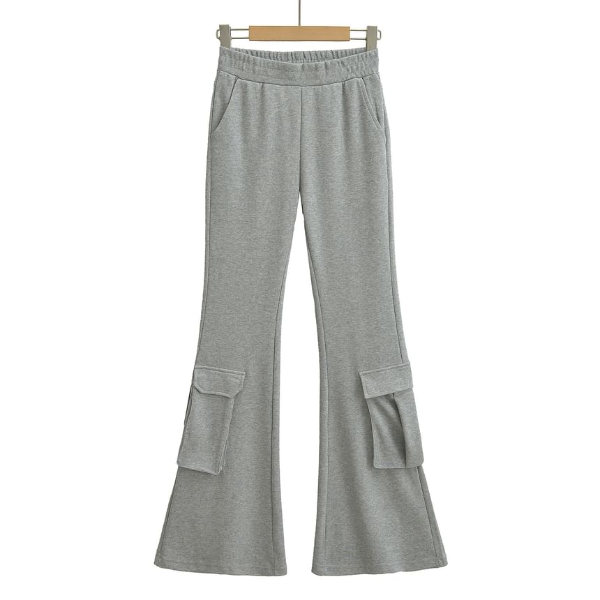 Elastic Waist Bootcut Cargo Sweatpants