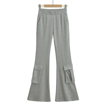 Elastic Waist Bootcut Cargo Sweatpants