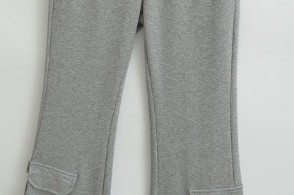 Elastic Waist Bootcut Cargo Sweatpants