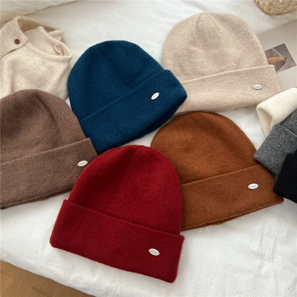 Metal Plate Knit Beanie