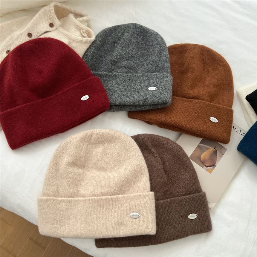 Metal Plate Knit Beanie