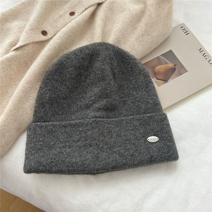 Metal Plate Knit Beanie