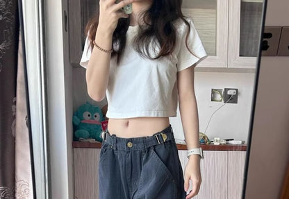 Low Waist Plain Baggy Cargo Pants