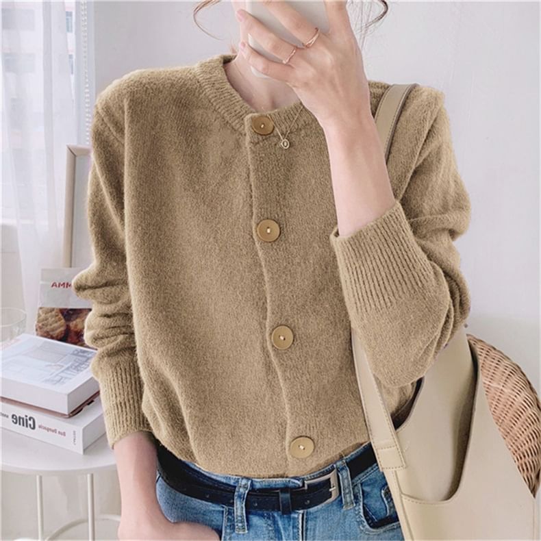 Oversized Crew-Neck Cardigan in 5 Colors