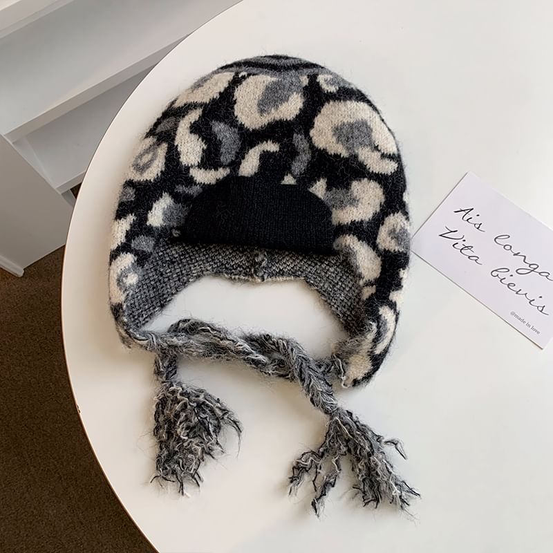 Patterned Earflap Beanie