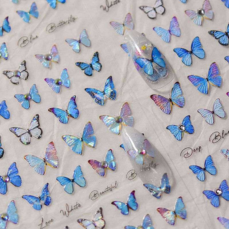 Blue Butterfly Nail Art Stickers