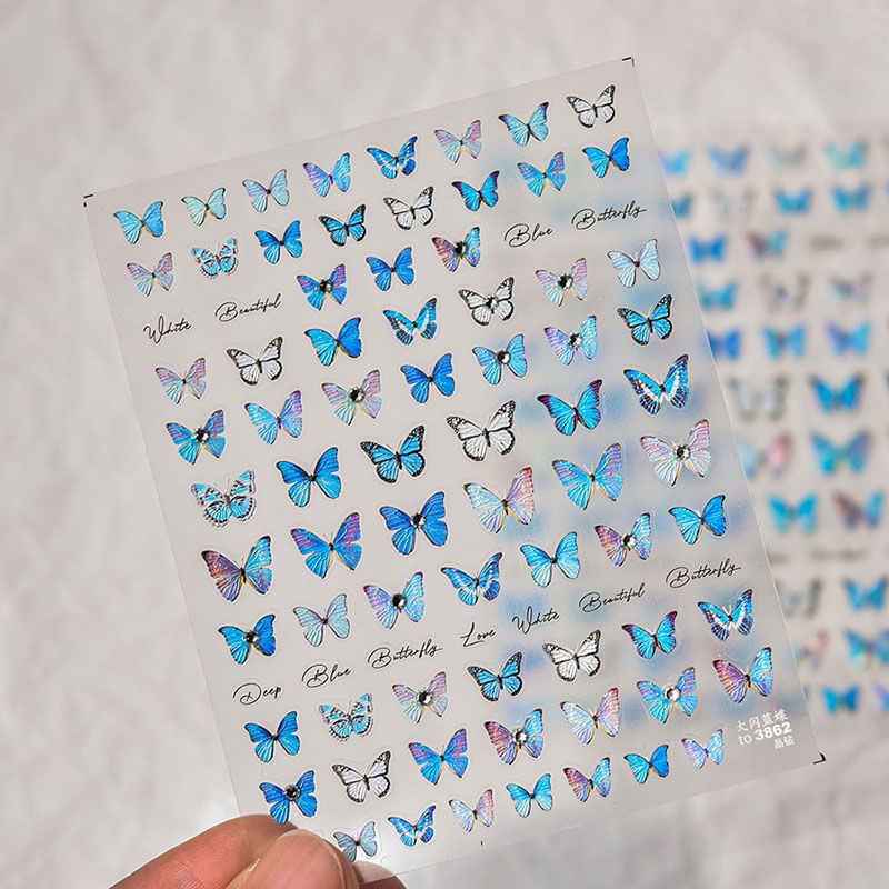 Blue Butterfly Nail Art Stickers