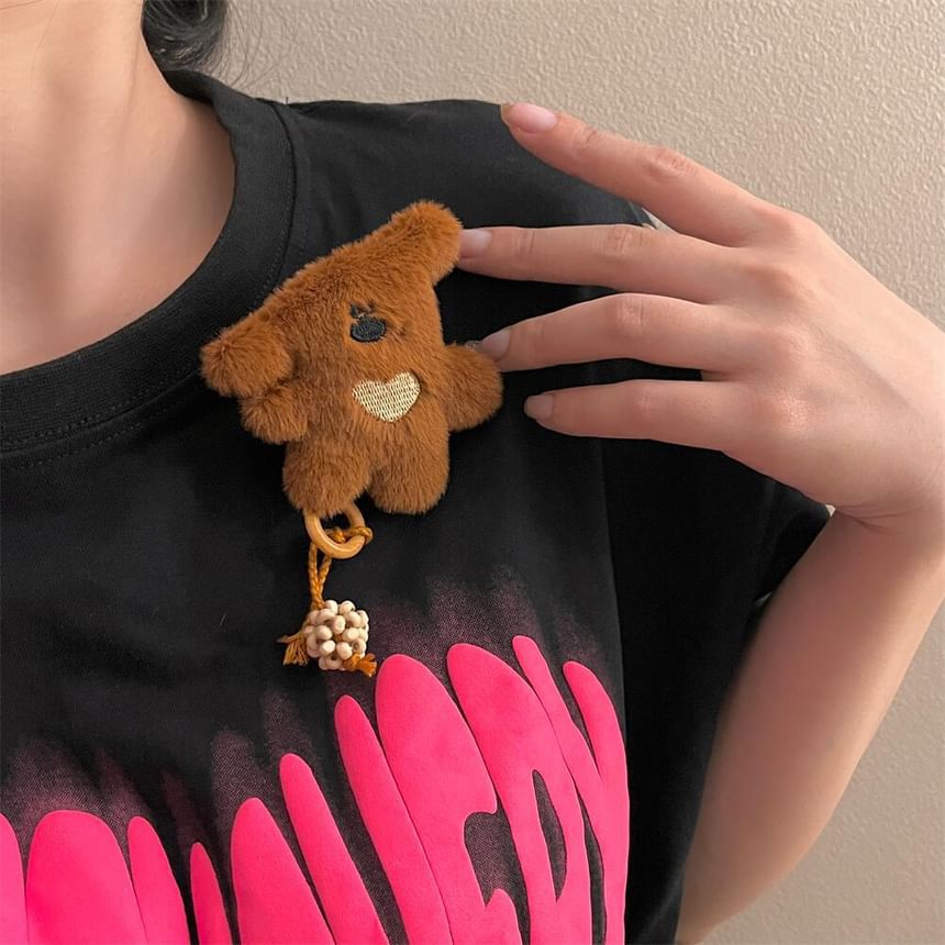 Furry Bear Necklace / Brooch