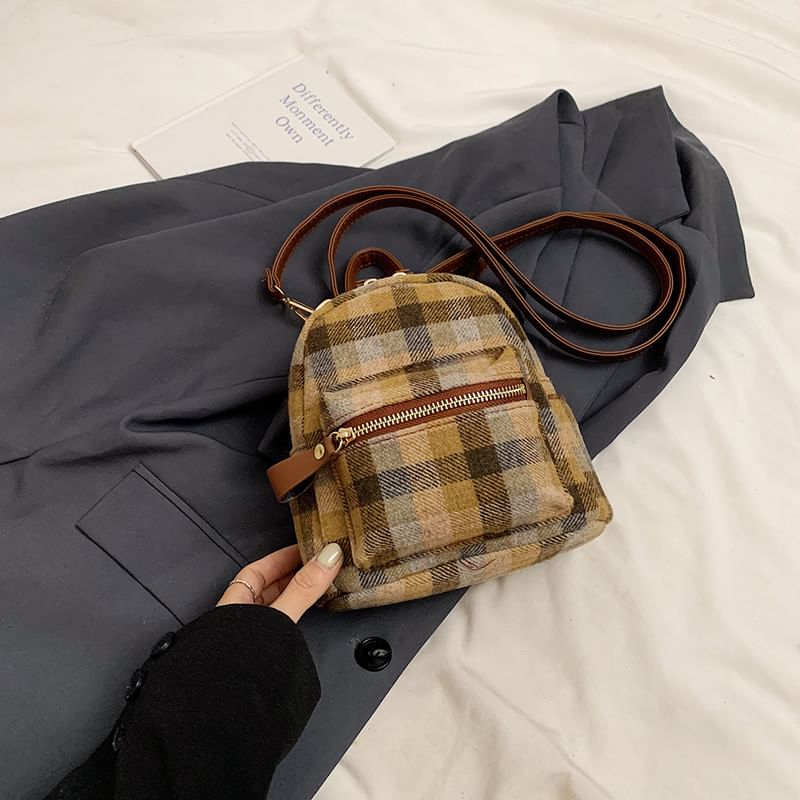 Plaid Zip Backpack