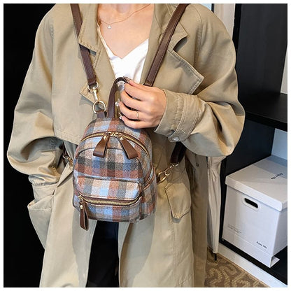 Plaid Zip Backpack