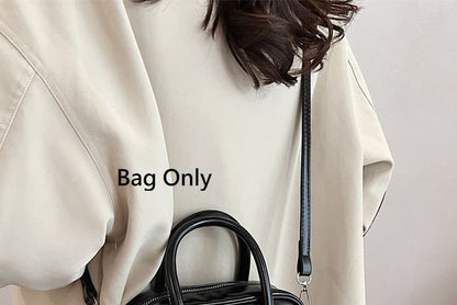 Faux Leather Plain Zip Crossbody Bag