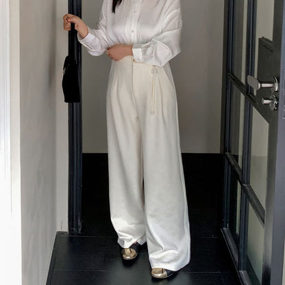 Plus Size High Waist Patterned Wide Leg Pants