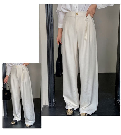 Plus Size High Waist Patterned Wide Leg Pants