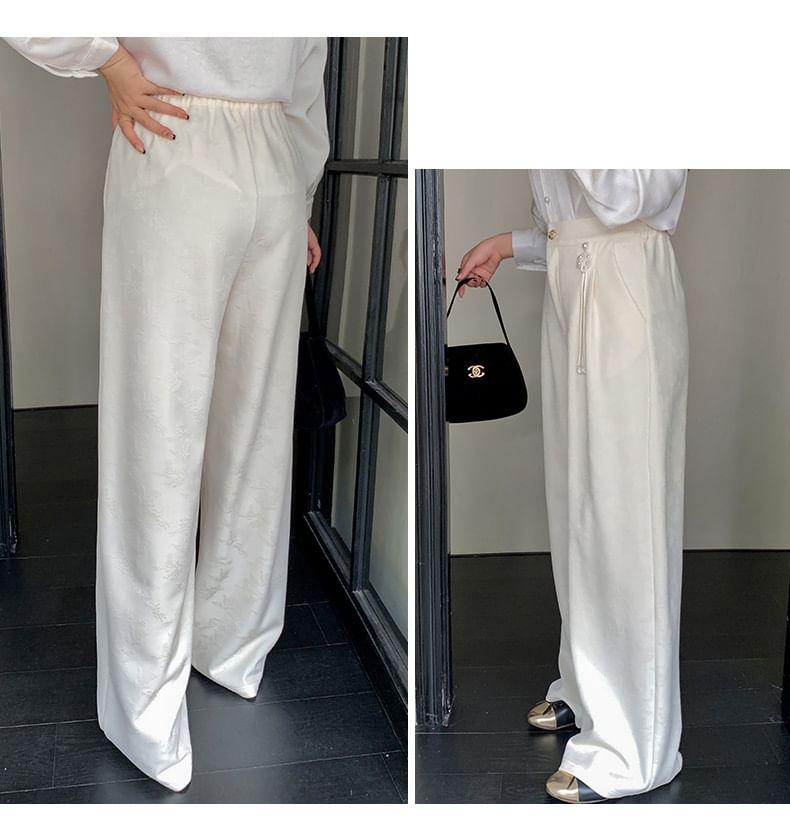 Plus Size High Waist Patterned Wide Leg Pants